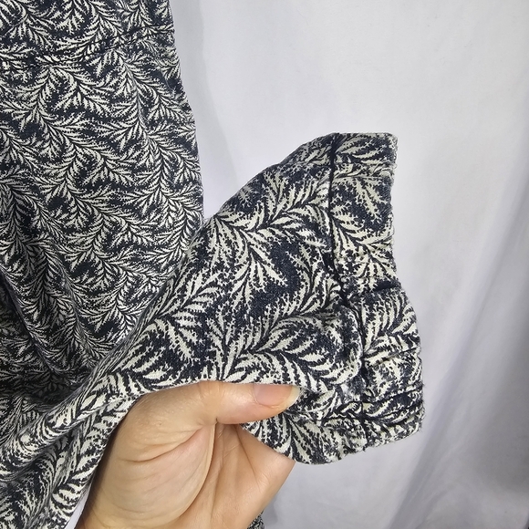 Anthropologie Linen Joggers Palm Leaf Pattern Black Ivory Drawstring Womens M - Picture 7 of 15